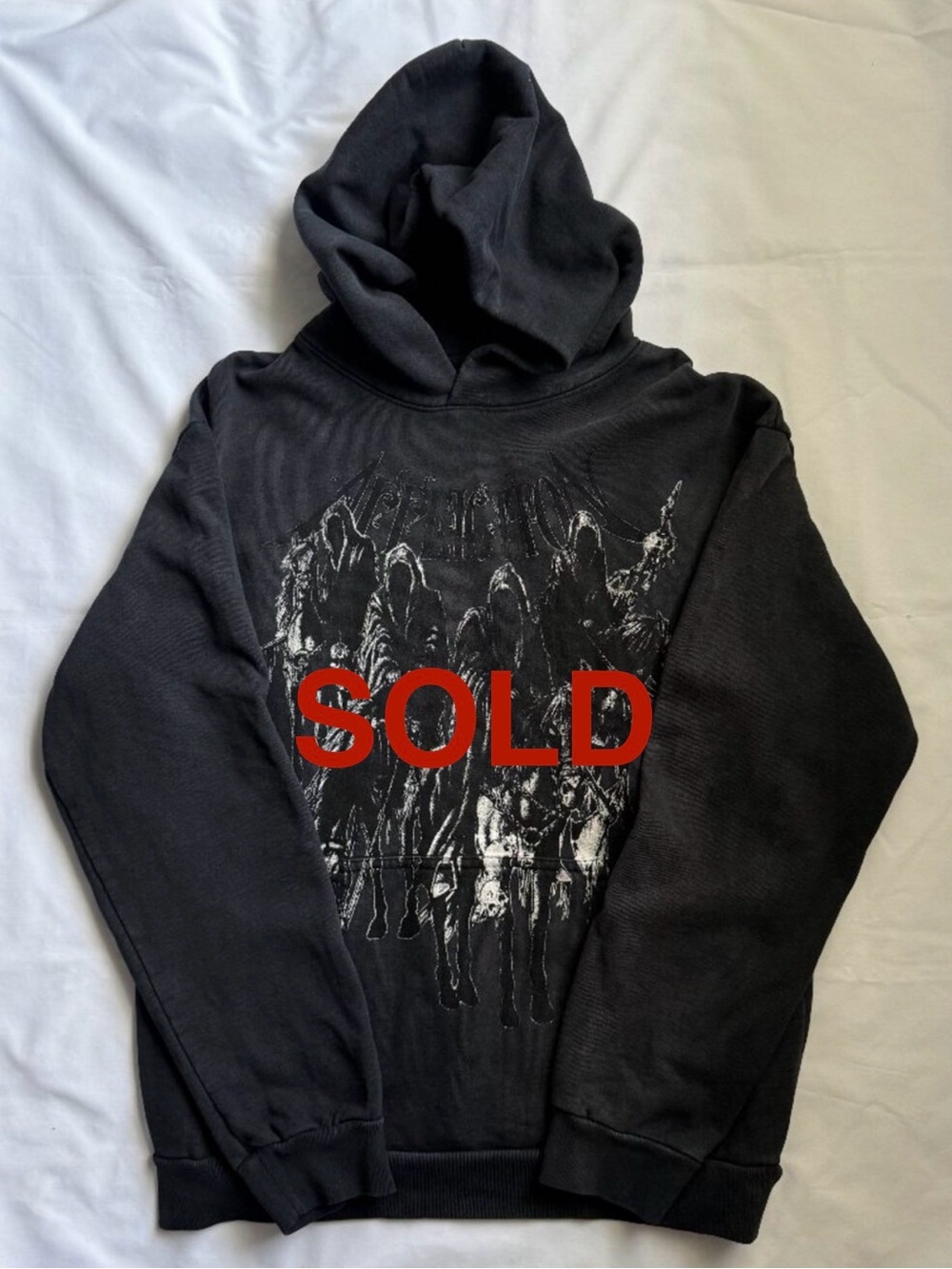 Affliction Live Fast Black Grim Reaper Grunge Graphic Hoodie Size Large